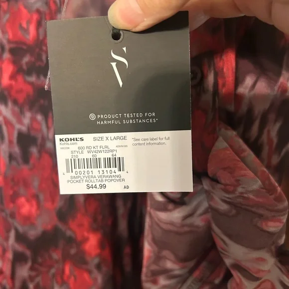 Simply Vera Vera Wang Red and Black Relaxed Blouse New With Tags - Picture 3 of 3